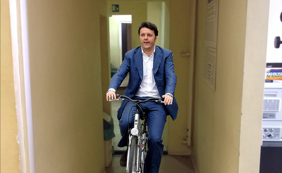 Renzi in bicletta